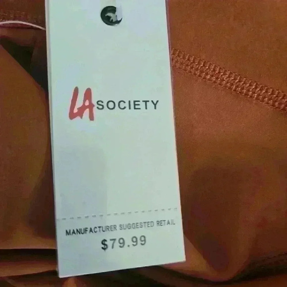 LA Society Womens Orange Brown Waist Slimming Compression Biker Shorts M - Picture 7 of 10